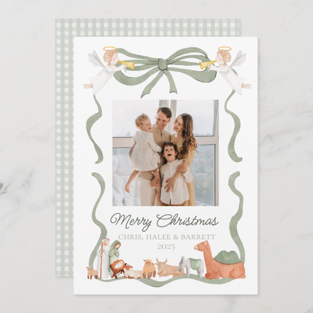 Cartão De Festividades Christian Nativity Photo Greeting Christmas Card (Frente/Verso)