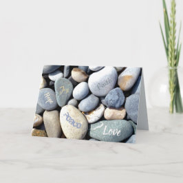 Cartão De Festividades Christian Values Joy Esperam Paz Fé Amar Pebbles