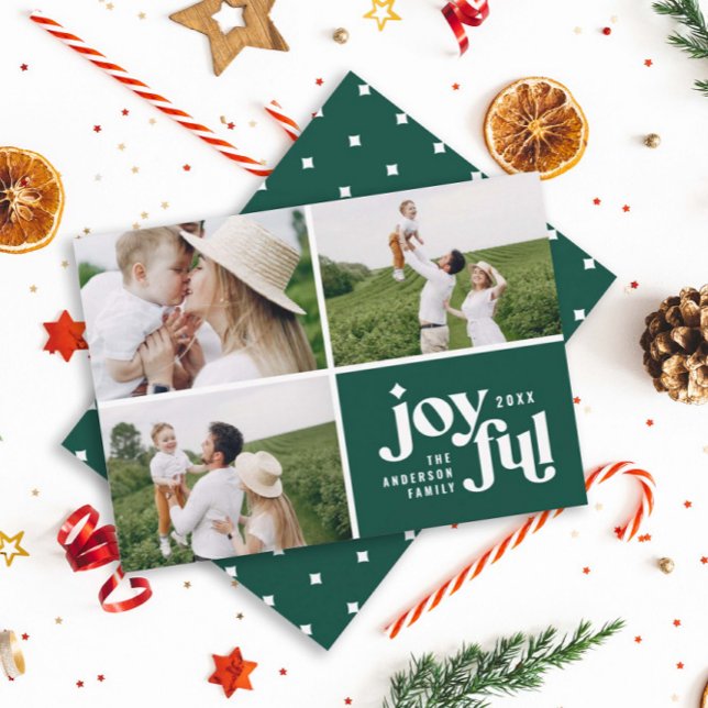 Cartão De Festividades Christmas 3 photo modern green typography (Criador carregado)