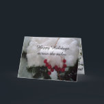 Cartão De Festividades CHRISTMAS ACROSS THE MILES card<br><div class="desc">A beautiful card to send to your loved ones across the miles. Created with beautiful red berries buried in snow Photographer Jo-Ann Hayden</div>