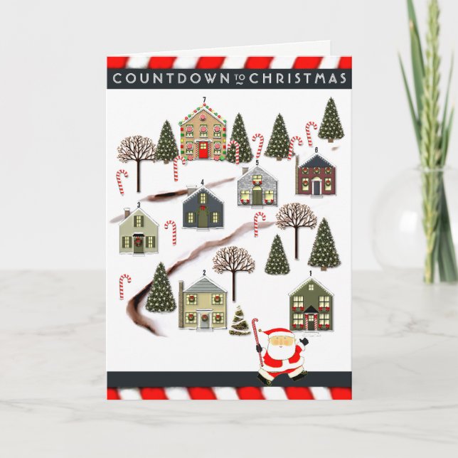 Cartão De Festividades Christmas Advent Calendar Holiday Card (Frente)