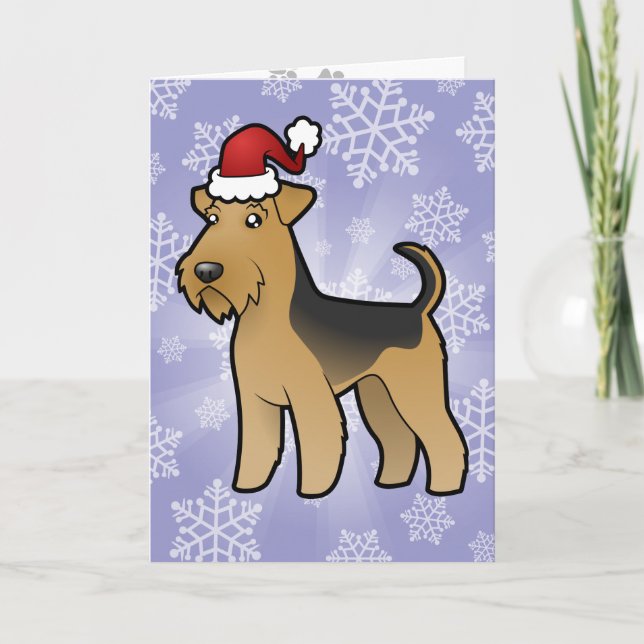 Cartão De Festividades Christmas Airedale Terrier / Welsh Terrier (Frente)