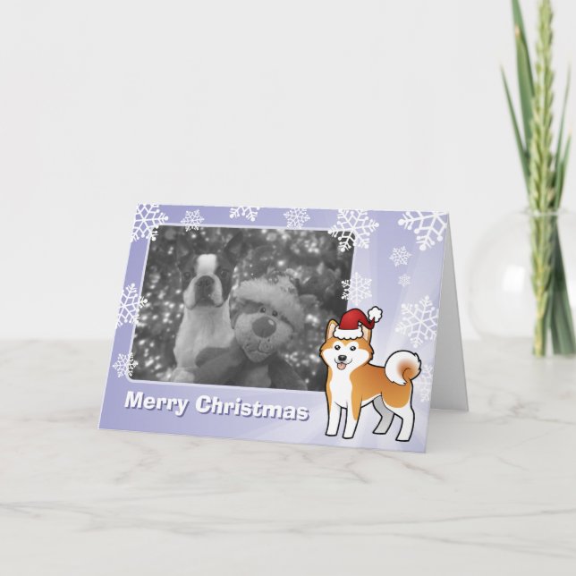 Cartão De Festividades Christmas Akita Inu / Shiba Inu (Frente)
