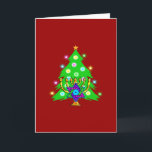Cartão De Festividades Christmas and Hanukkah Together<br><div class="desc">Christmas and Hanukkah on gifts for interfaith families that celebrate the joy of Christmas and beauty of Chanukah.  Featuring Xmas tree and menorah with jewish star of david surrounded by holiday presents on greeting cards,  postage,  gift ideas and apparel for the family.</div>