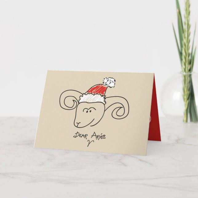 Cartão De Festividades Christmas Aries Funny Astrology Horoscope Red Cool (Frente)