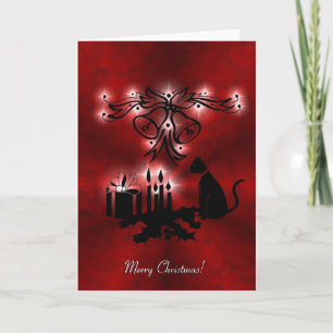 Cartão De Festividades Christmas Artdeco with black Cat