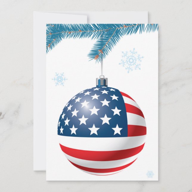 Cartão De Festividades Christmas ball with US flag (Frente)