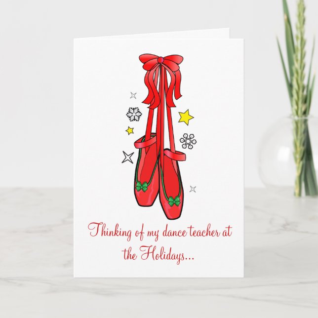 Cartão De Festividades Christmas Ballet Shoes Dance Teacher Card (Frente)