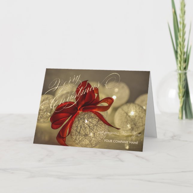 Cartão De Festividades Christmas Balls Red Bow Company Greeting (Frente)