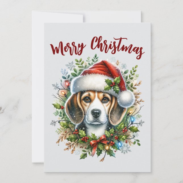 Cartão De Festividades Christmas Beagle Rustic Christmas Farmhouse Style  (Frente)