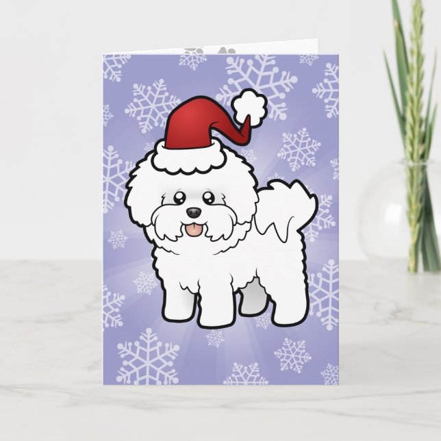 Cartão De Festividades Christmas Bichon Frise (Frente)