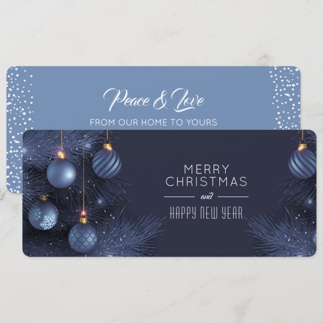 Cartão De Festividades Christmas Blue Ornaments (Frente/Verso)