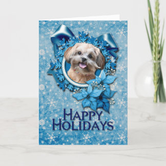 Cartão De Festividades Christmas - Blue Snowflake - ShihPoo - Maggie