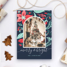 Christmas Botanical Red Floral Blue Arch Photo