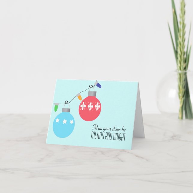 Cartão De Festividades Christmas Bulbs and Lights (Frente)