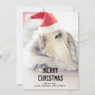 Cartão De Festividades Christmas bunny with cute hat
