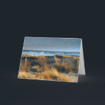 Cartão De Festividades Christmas by the seashore Card<br><div class="desc">This Christmas card features a frosty photo of a ocean waves and snow falling on the dunes.  The scene is at the shore in Cape May.</div>