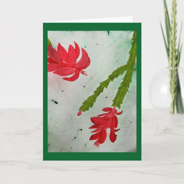 Cartão De Festividades Christmas Cactus watercolor (Frente)