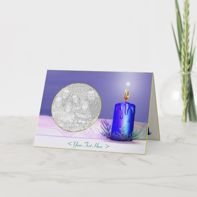 Cartão De Festividades Christmas Candle Night Blue (Frente)