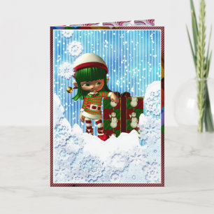 Cartão De Festividades Christmas Card: A Gumdrop Elf with Attitude
