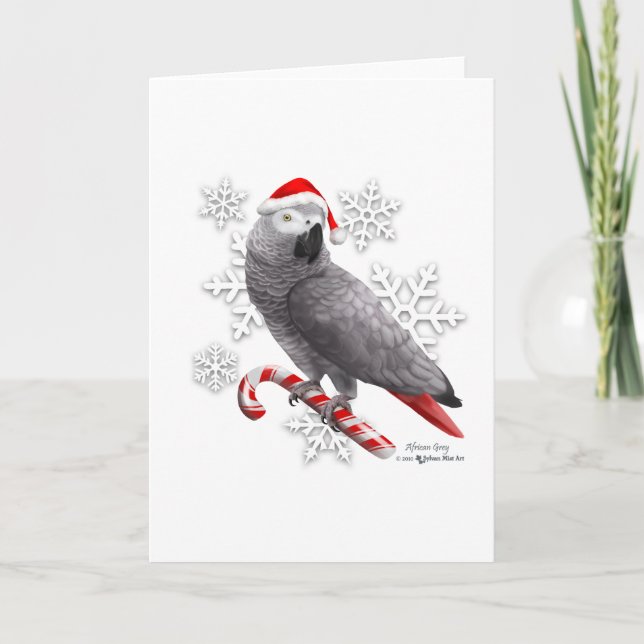 Cartão De Festividades Christmas Card African Gray (Frente)