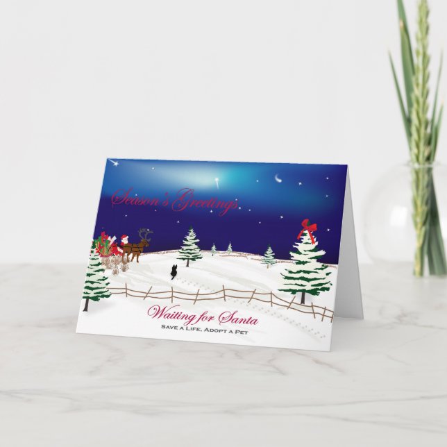 Cartão De Festividades Christmas Card and Poem "Waiting for Santa" (Frente)