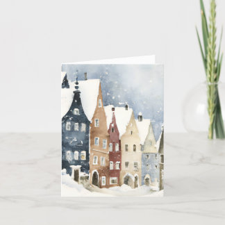 Cartão De Festividades Christmas Card Best Wishes Winter Town Snow Feiert
