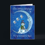 Cartão De Festividades Christmas card, Dad Christmas, Snowman on the Moon<br><div class="desc">Christmas card,  Dad Christmas,  Snowman on the Moon</div>