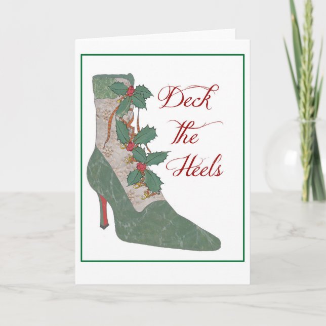 Cartão De Festividades Christmas Card. Deck the Heels. Holly Boot (Frente)