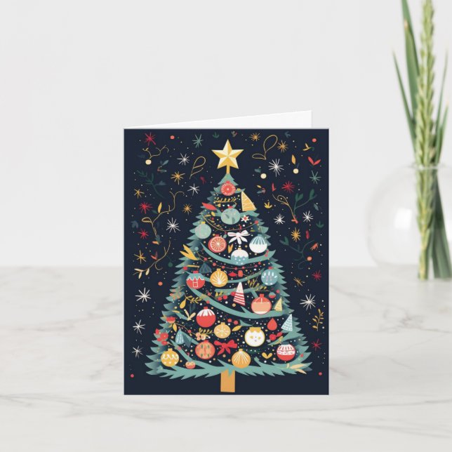 Cartão De Festividades Christmas Card - Decorative Christmas Tree (Frente)