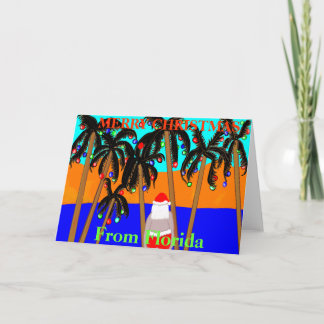 Cartão De Festividades Christmas card from Florida palm trees santa