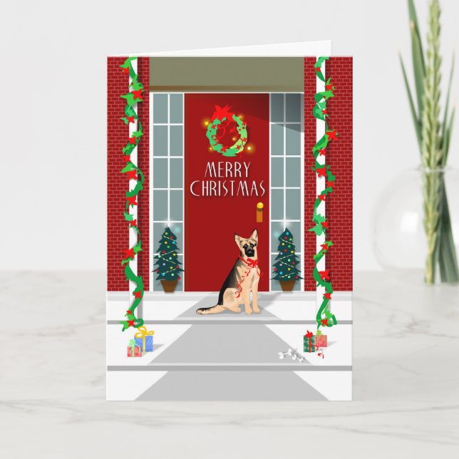 Cartão De Festividades Christmas Card - German Shepherd Christmas (Frente)