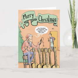 Cartão De Festividades Christmas Card Guitar Reindeer.