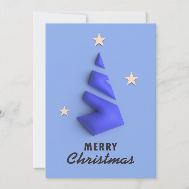 Cartão De Festividades Christmas card, modern blue christmas tree (Frente)
