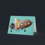 Cartão De Festividades Christmas Card Rocket Santa<br><div class="desc">Part of the collection "Rocket Santa".</div>