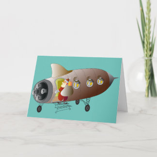 Cartão De Festividades Christmas Card Rocket Santa