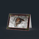 Cartão De Festividades Christmas card - rusty spotted cat (black)<br><div class="desc">Profits from the sale of this item will contribute to wild cat conservation.</div>