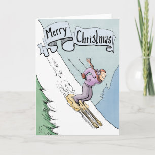 Cartão De Festividades Christmas Card Skiing on guitars.