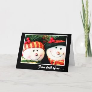 Cartão De Festividades Christmas Card--Snowman and Snowwoman