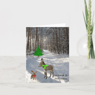 Cartão De Festividades Christmas Card with Bunny and Donkey