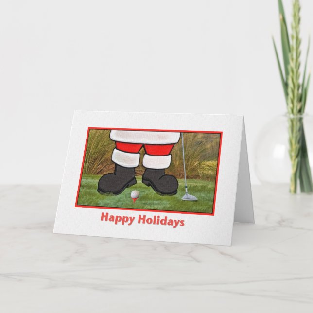 Cartão De Festividades Christmas Card with Golfing Santa (Frente)