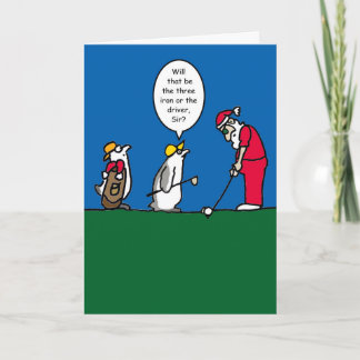 Cartão De Festividades Christmas card with golfing Santa illustration