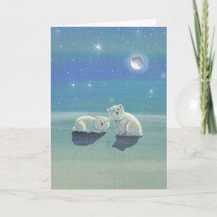 Cartão De Festividades Christmas Card with Polar Bear Cubs