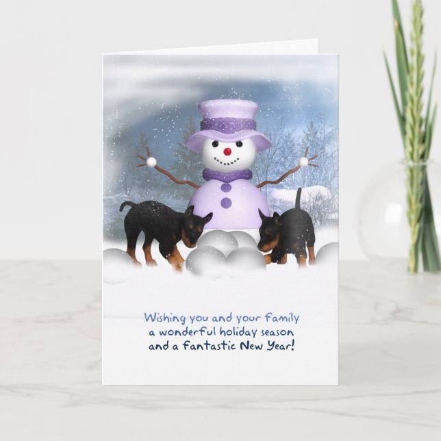 Cartão De Festividades Christmas Card With Rottweiler Puppies - Called Wh (Frente)