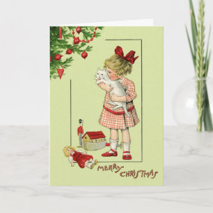 Cartão De Festividades Christmas Card with sweet child an... - Customized