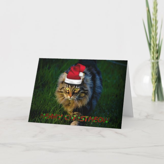 Cartão De Festividades Christmas card xmas Christmas animal kitty cat (Frente)