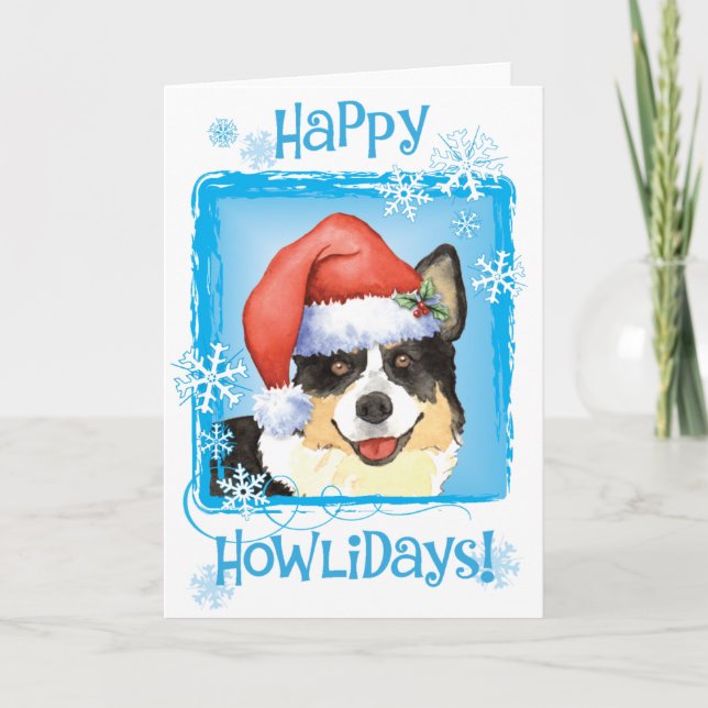 Cartão De Festividades Christmas Cardigan Welsh Corgi (Frente)
