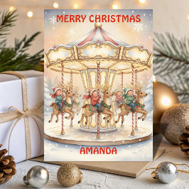 Cartão De Festividades Christmas Carousel Magic Kids Card