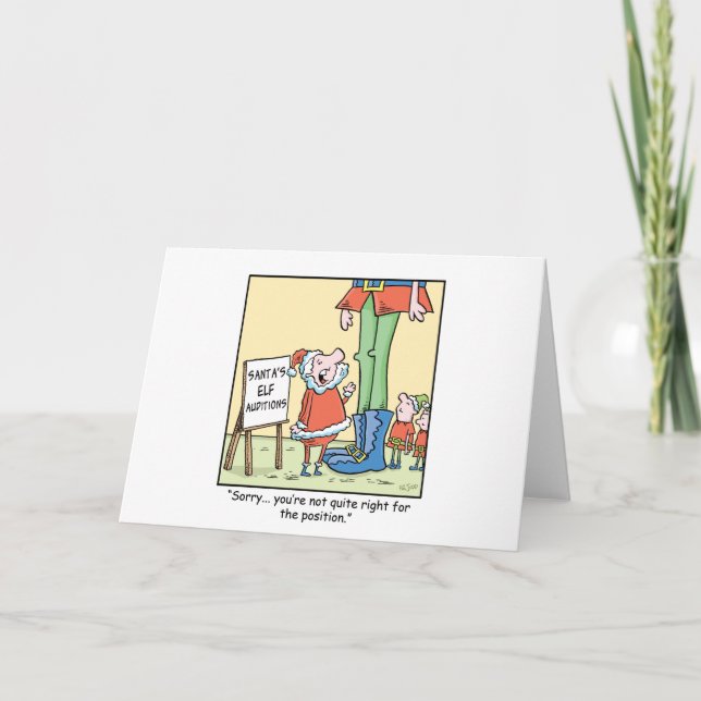 Cartão De Festividades Christmas Cartoon  Elf Audition (Frente)