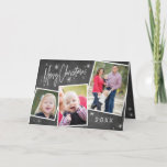 Cartão De Festividades Christmas Chalkboard Photo Collage Merry Christmas<br><div class="desc">Send wishes for a Merry Christmas with this modern holiday card featuring a photo collage on a chalkboard style background.</div>